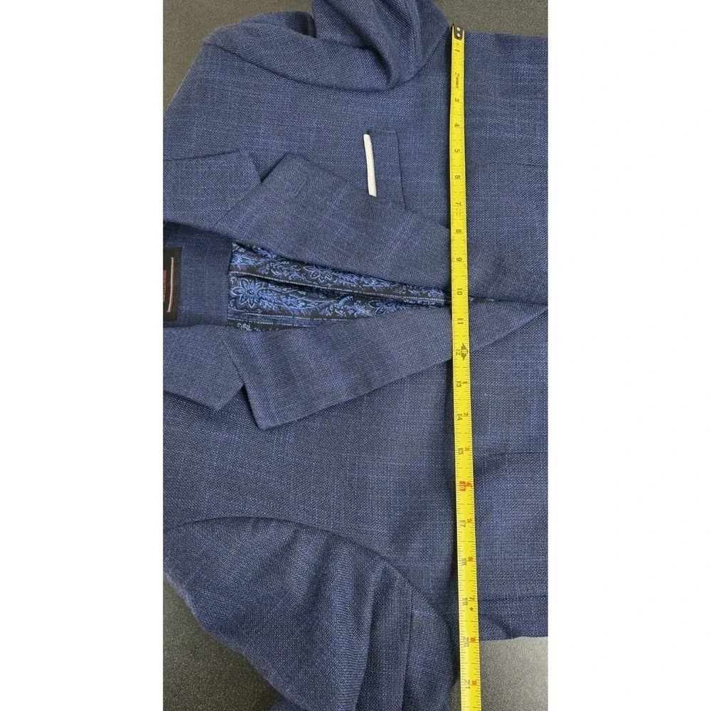 New Rock & Roll Basket Weave Sportcoat Western Navy Paisley Lined 40R Men Blazer